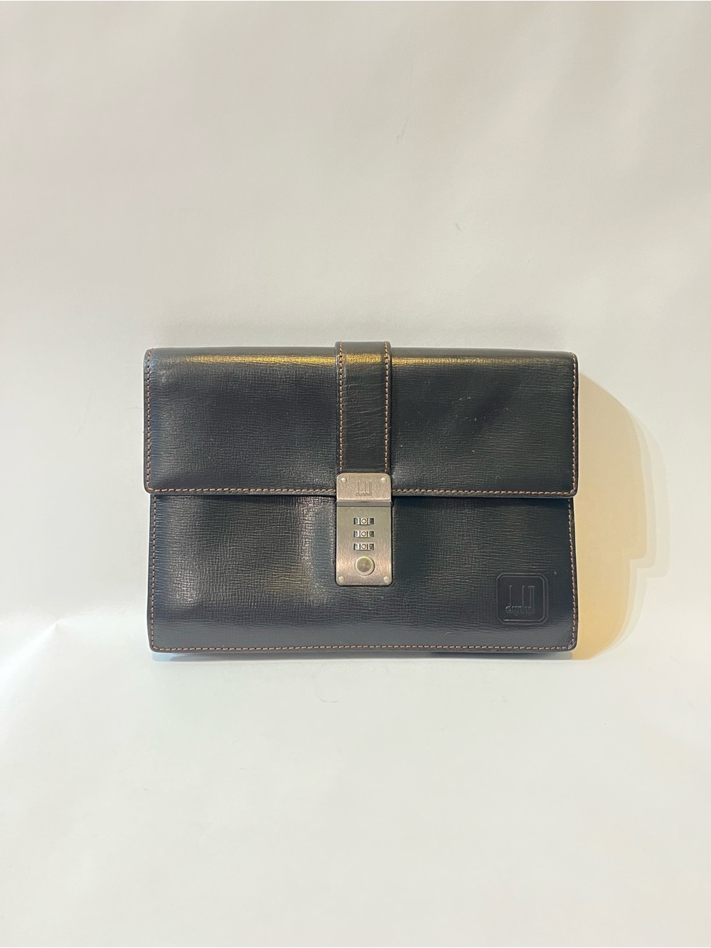 Dunhill Black Leather Toiletry Pouch with Combination Clasp